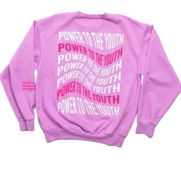 Mayfair the label power to the youth crew pullover sweatshirt in lilac one size - Picture 3 of 12
